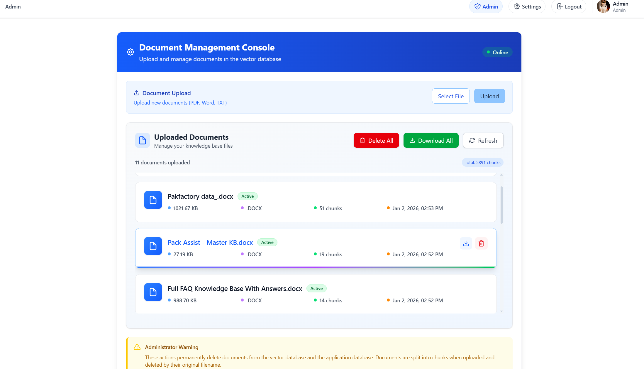 Pack Assist - Knowledgebase Management